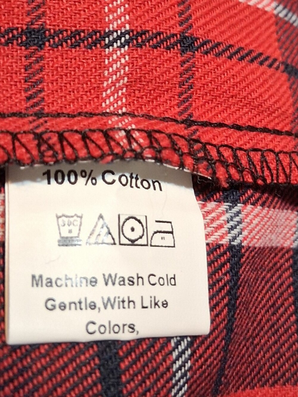 2XL Men's Flannel Button Down Shirt Red Blue Plaid Long Sleeve Pocket Sangtree - Picture 9 of 10